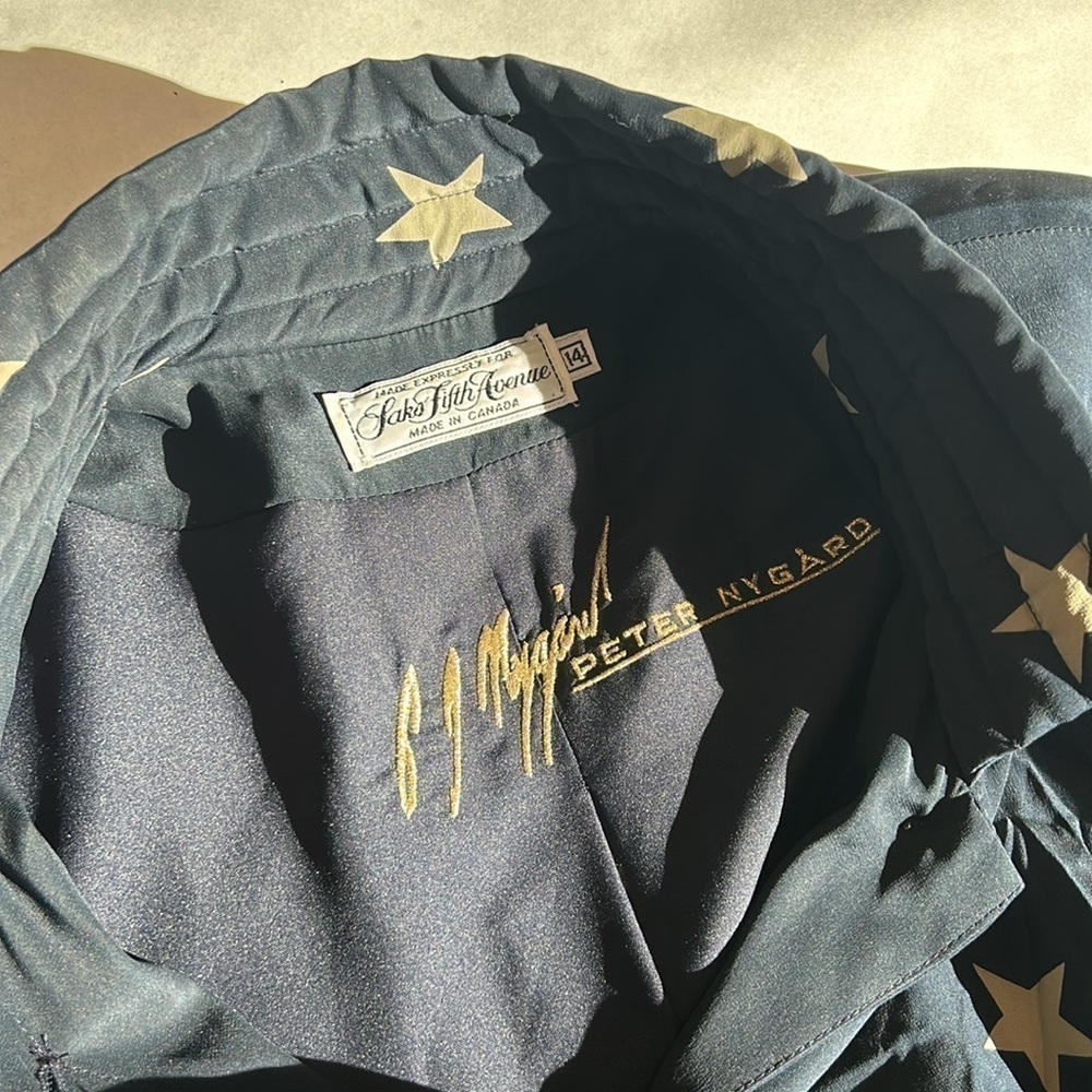 Vintage Saks Fifth Avenue Peter Nygard American Stars Bomber Jacket Size 13 Navy - Picture 7 of 8